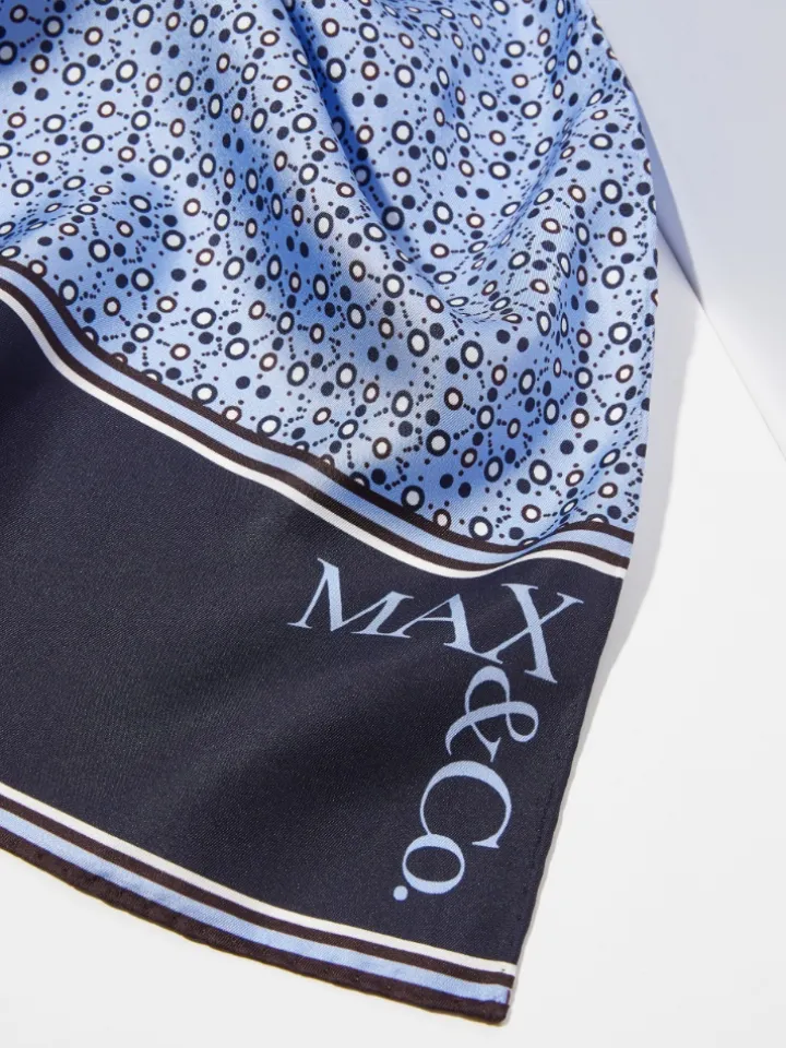 Printed silk-twill scarf - navy