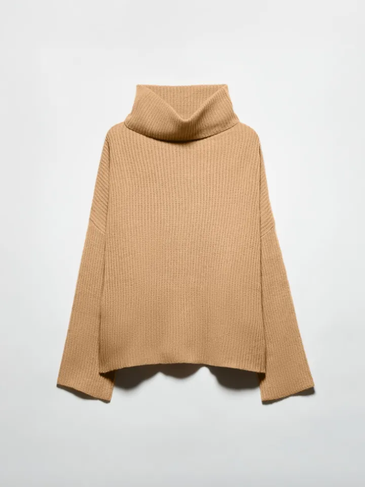 Pure cashmere polo neck - camel