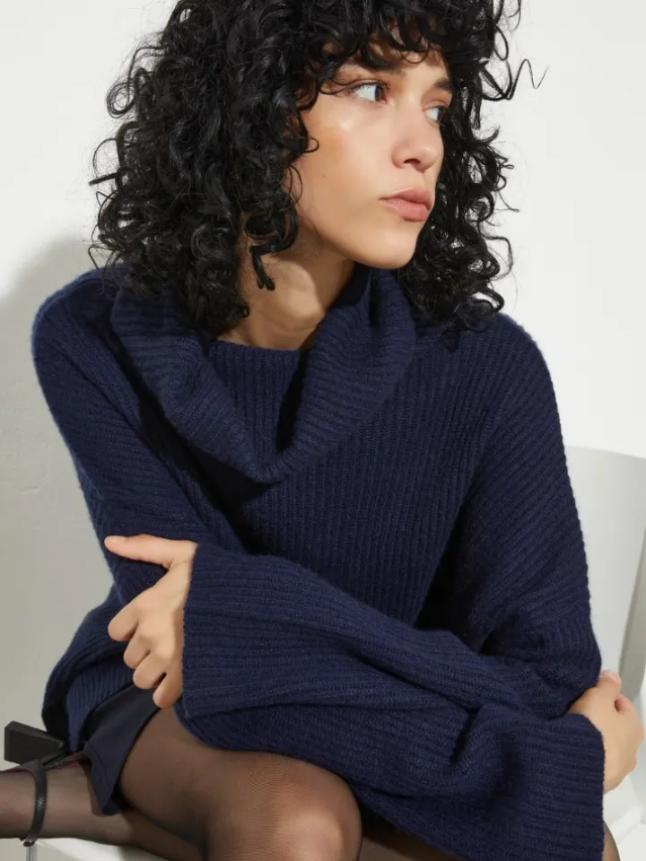 Pure cashmere polo neck - ultramarine