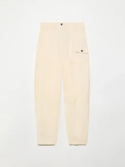 Pure linen barrel-leg trousers - milk
