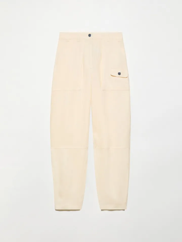 Pure linen barrel-leg trousers - milk