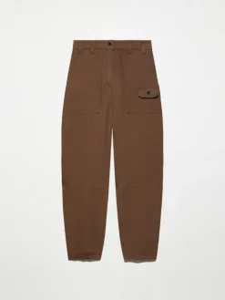 Pure linen barrel-leg trousers - coffee