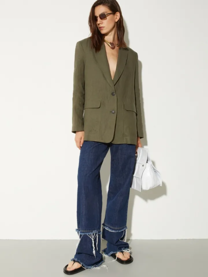 Pure linen blazer - kaki