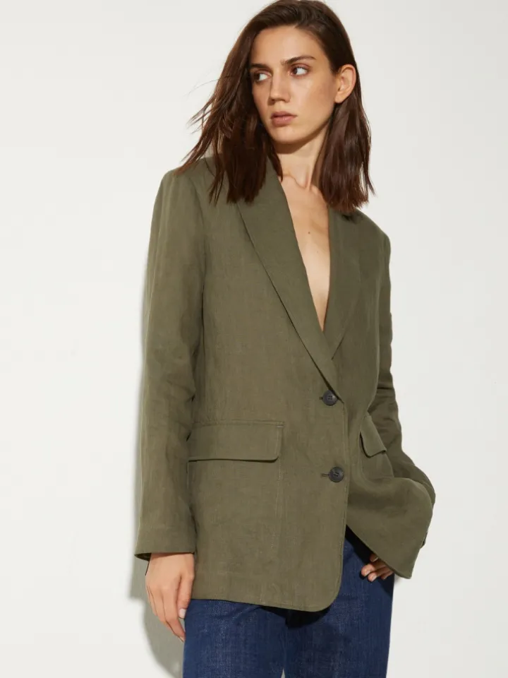 Pure linen blazer - kaki