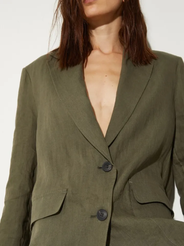 Pure linen blazer - kaki