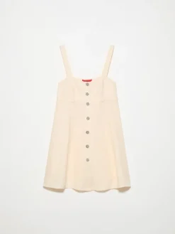Pure linen fit & flare top - milk