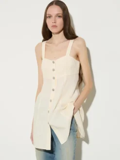 Pure linen fit & flare top - milk