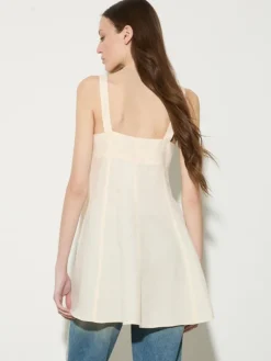 Pure linen fit & flare top - milk