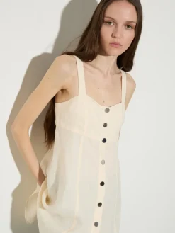 Pure linen fit & flare top - milk
