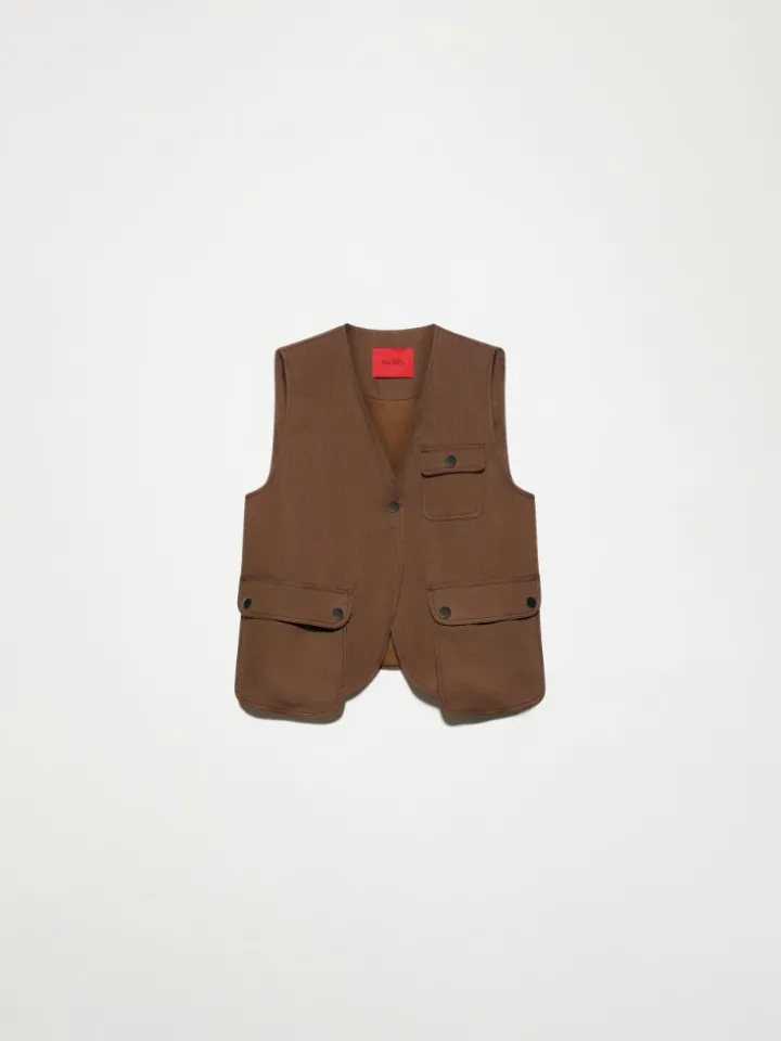 Pure linen gilet - coffee