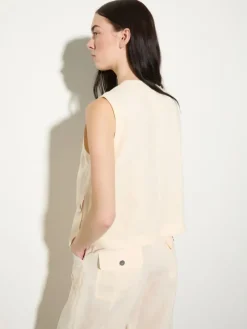 Pure linen gilet - milk