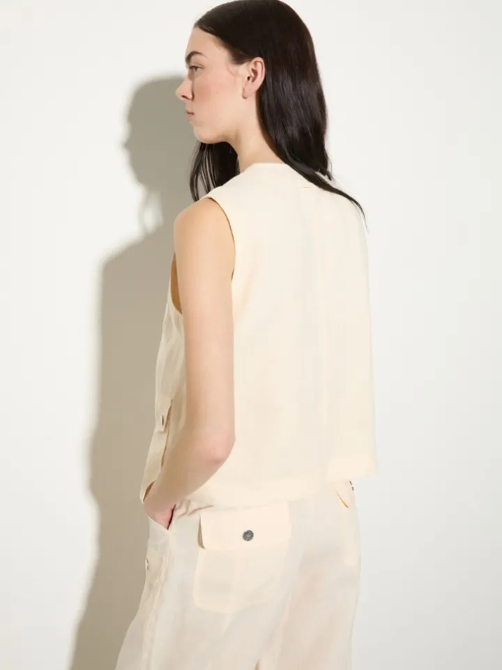Pure linen gilet - milk