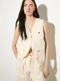 Pure linen gilet - milk