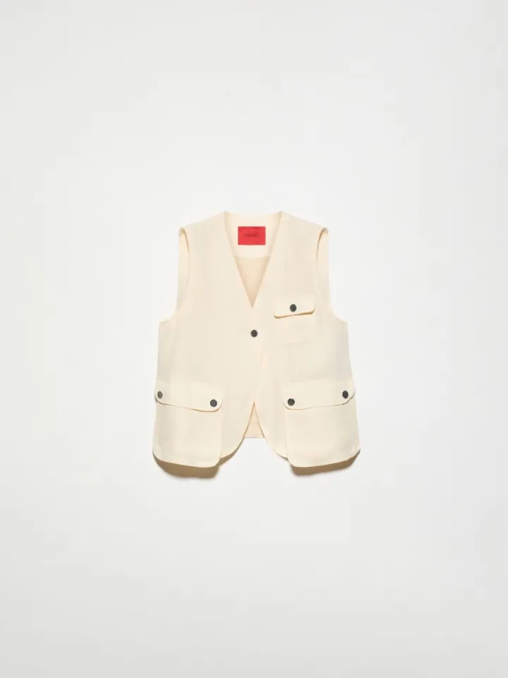 Pure linen gilet - milk