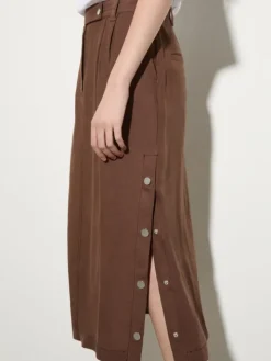 Pure linen midi skirt - coffee