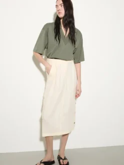 Pure linen midi skirt - milk