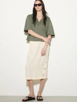 Pure linen midi skirt - milk