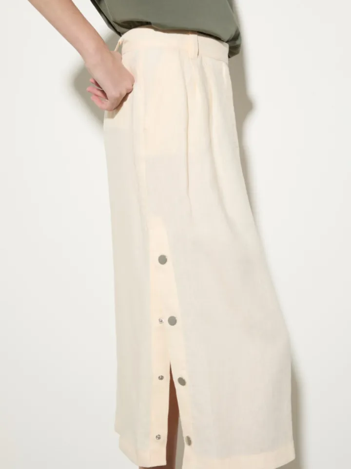 Pure linen midi skirt - milk