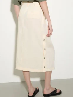 Pure linen midi skirt - milk