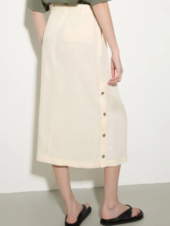 Pure linen midi skirt - milk