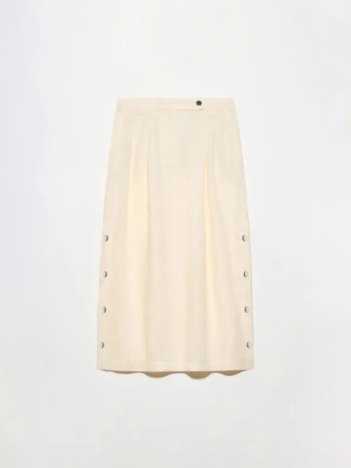 Pure linen midi skirt - milk