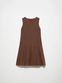 Pure linen mini dress - coffee