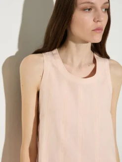 Pure linen mini dress - powder