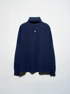 Pure Merino wool polo neck - navy