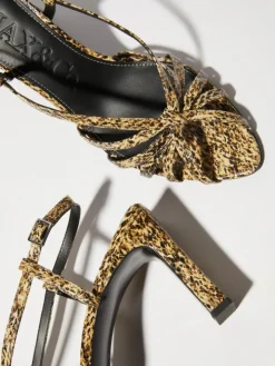 Python-print leather sandals - brown