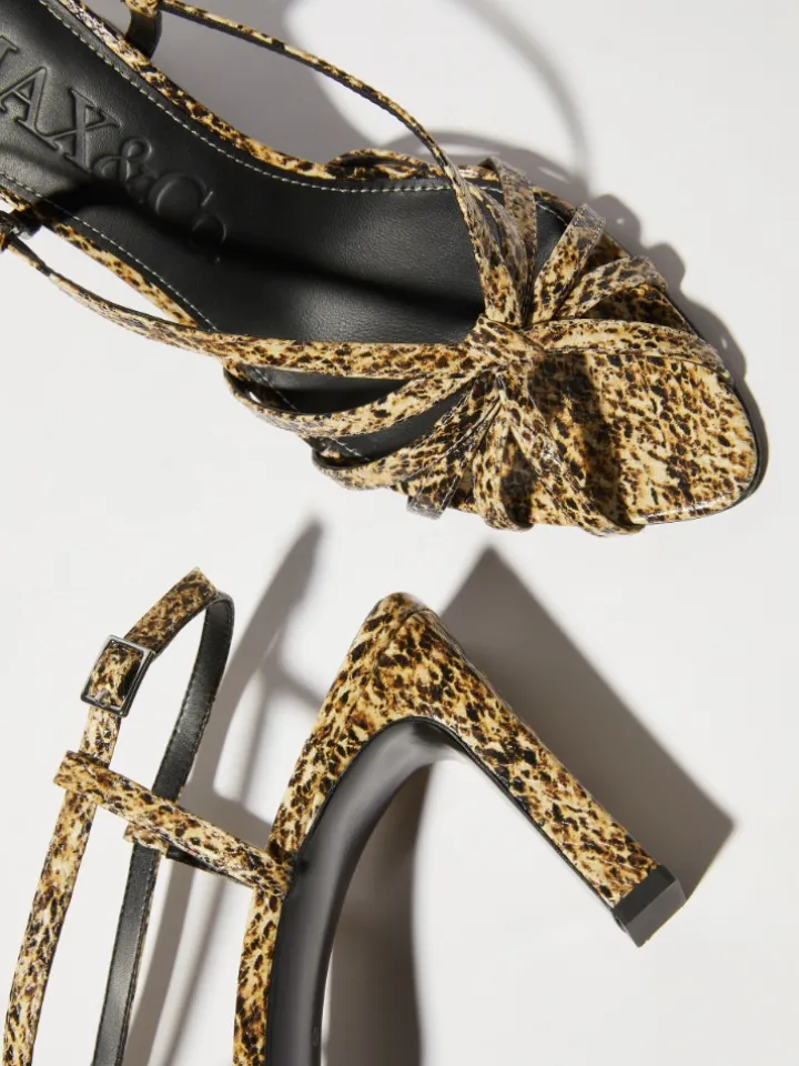 Python-print leather sandals - brown