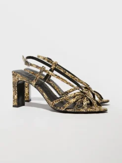 Python-print leather sandals - brown