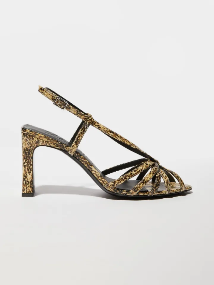 Python-print leather sandals - brown