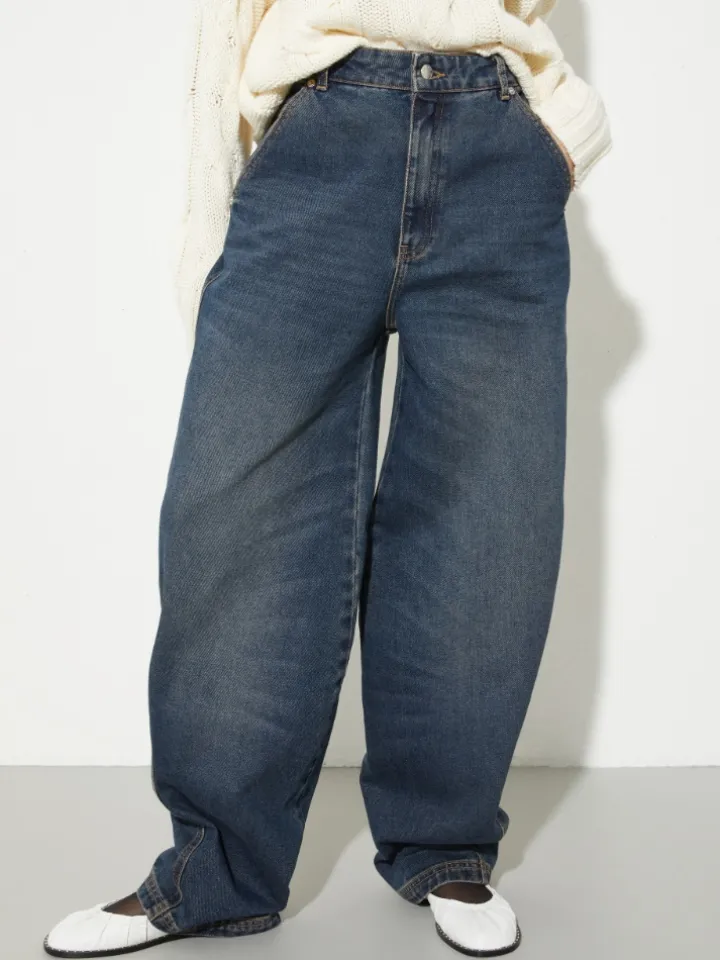 Re-Edit barrel-leg jeans - navy