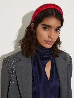 Rhinestone-embellished headband - red