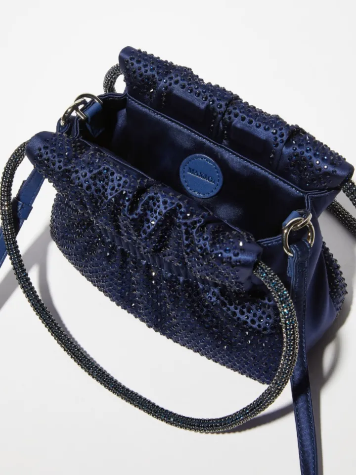 Rhinestone-embellished satin bag - navy