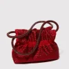 Rhinestone-embellished satin bag - red
