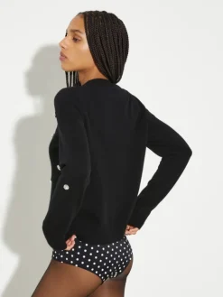 Rhinestone-embroidered jumper - black