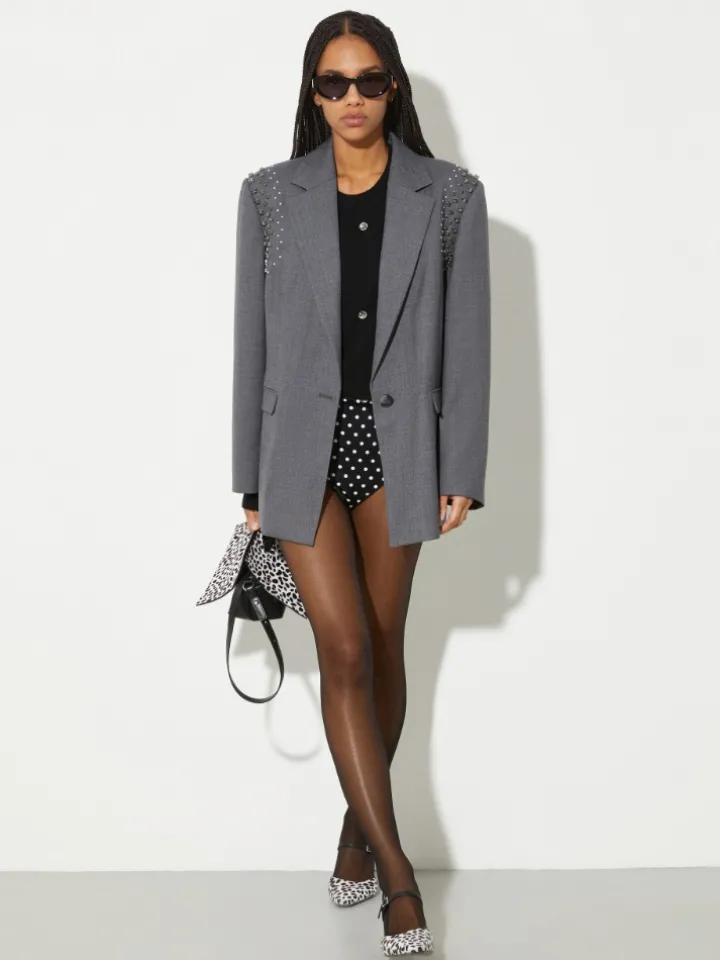 Rhinestone-embroidered jumper - black