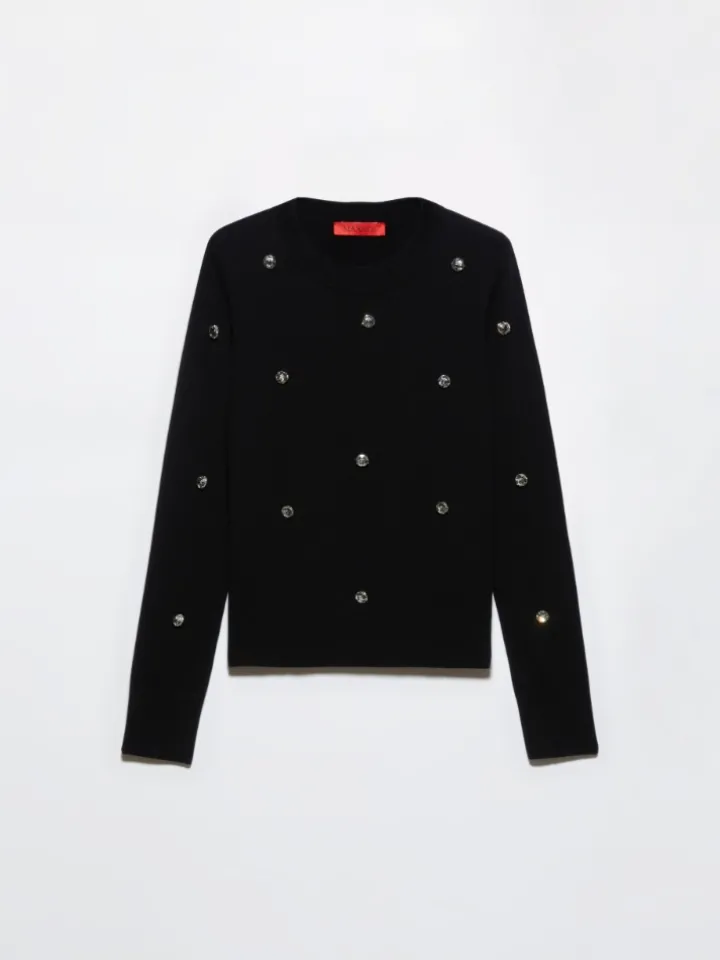 Rhinestone-embroidered jumper - black