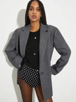 Rhinestone grisaille blazer - grey