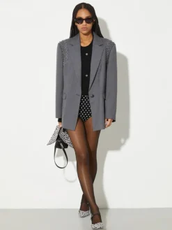 Rhinestone grisaille blazer - grey