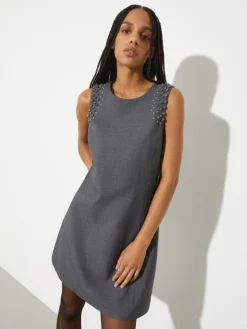 Rhinestone grisaille dress - grey