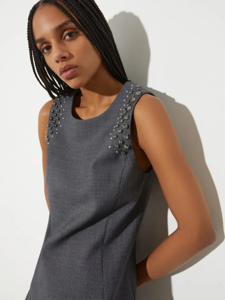 Rhinestone grisaille dress - grey