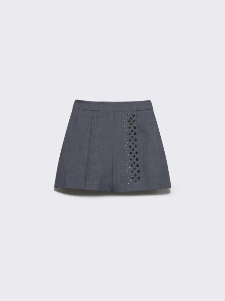 Rhinestone grisaille mini skirt - grey