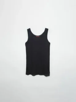 Ribbed cotton tank top - black