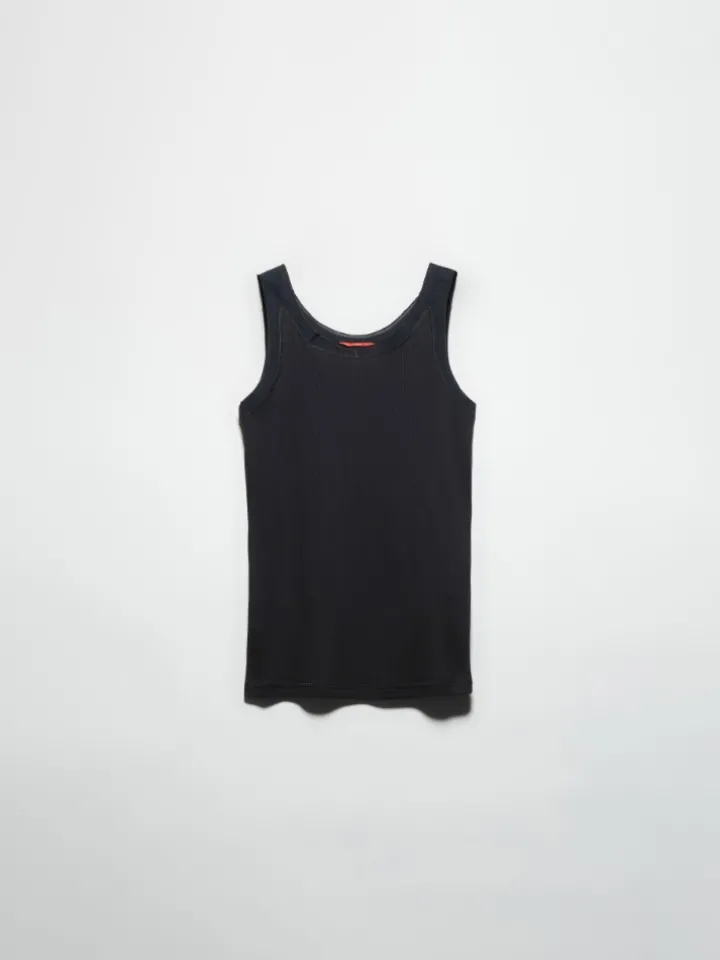 Ribbed cotton tank top - black