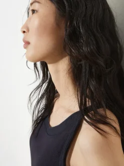Ribbed cotton tank top - black