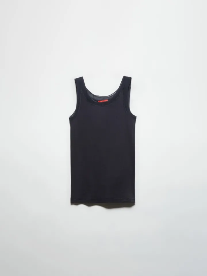 Ribbed cotton tank top - ultramarine
