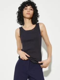 Ribbed cotton tank top - ultramarine