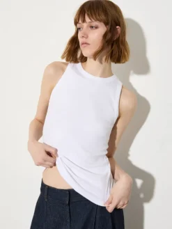 Ribbed cotton vest top - optical white